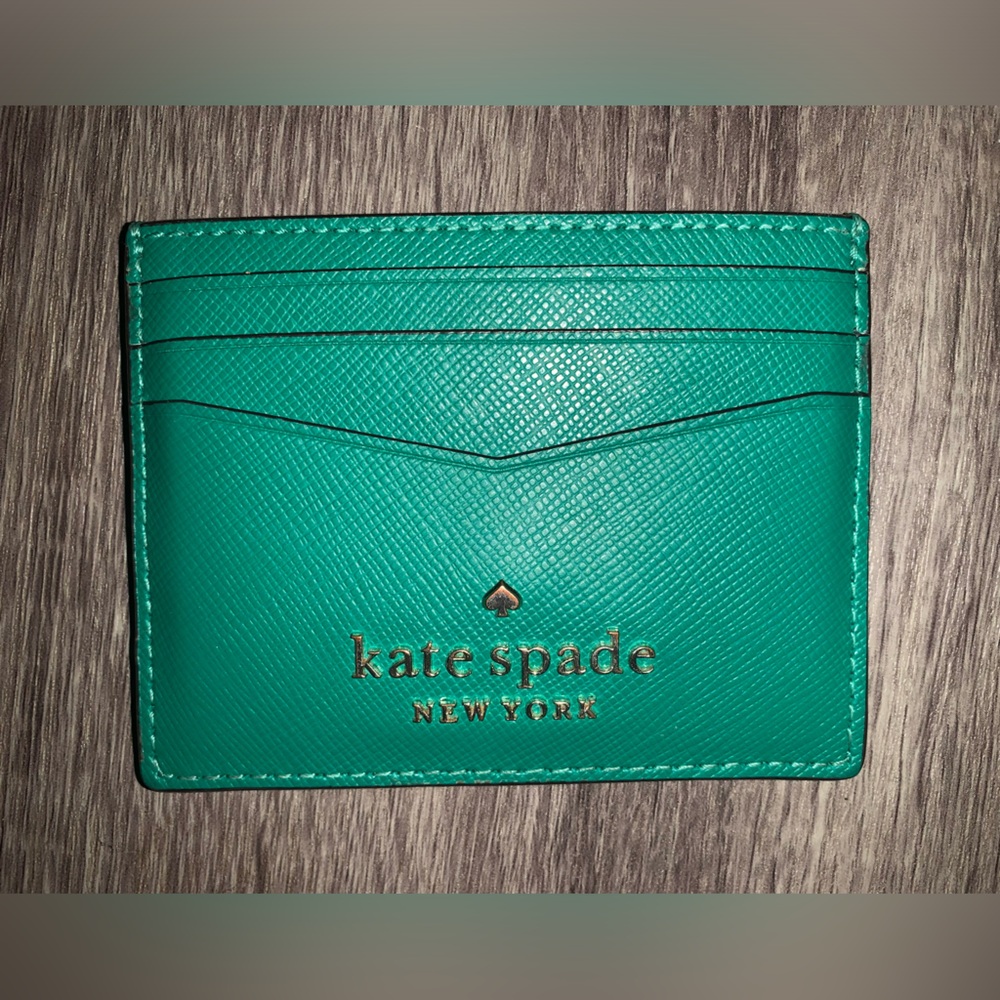 Kate Spade Staci Small Slim Card Holder - emerald green, like new